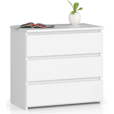 Nachttisch AKORD CL3 in der Farbe Weiß mit 3 Schubladen B60 x H57 x T35 cm