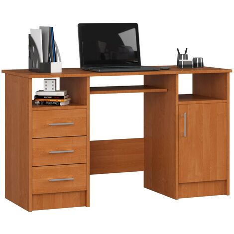 PC-Schreibtisch AKORD ANA in der Farbe Erle mit 3 Schubladen und 5 Ablagen B124 x H74 x T52 cm