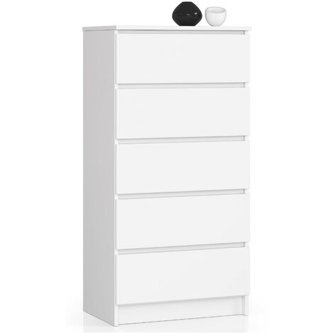Kommode AKORD K60 Weiß 60 cm 5 Schubladen B60 x H121 x T40 cm