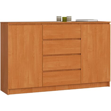 Kommode AKORD K160 Erle 160 cm 2 Türen 4 Schubladen 4 Ebenen B160 x H99 x T40 cm