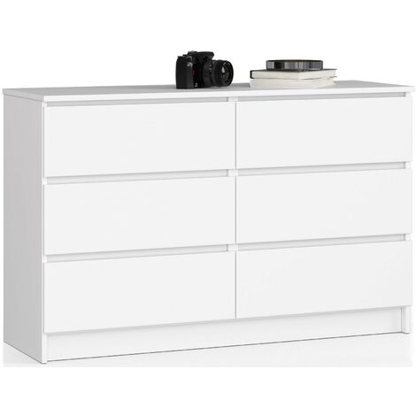 Kommode AKORD K120 Weiß 120 cm 6 Schubladen B120 x H77 x T40 cm