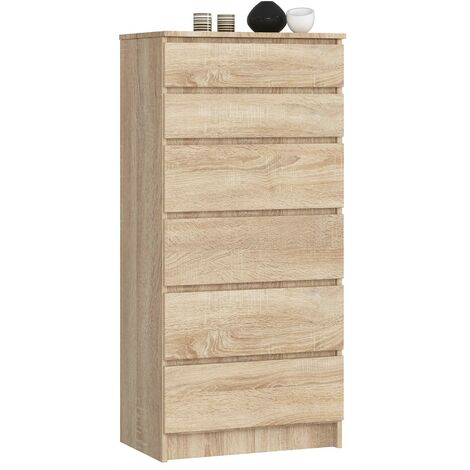 Kommode AKORD K60 Sonoma-Eiche 60 cm 6 Schubladen B60 x H130 x T40 cm