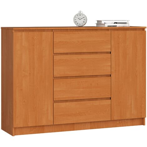 Kommode AKORD K140 Erle 138 cm 2 Türen 4 Schubladen 4 Ebenen B138 x H99 x T40 cm
