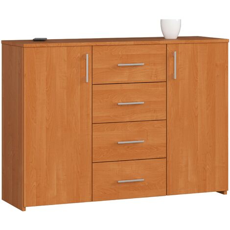 Kommode AKORD K45 Erle 110 cm 2 Türen 4 Schubladen 4 Ebenen B110 x H80 x T35 cm