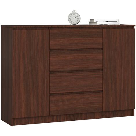 Kommode AKORD K140 Wenge 138 cm 2 Türen 4 Schubladen 4 Ebenen B138 x H99 x T40 cm