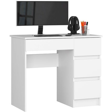 PC-Schreibtisch AKORD A7 rechts in der Farbe Weiß mit 4 Schubladen B90 x H77 x T50 cm