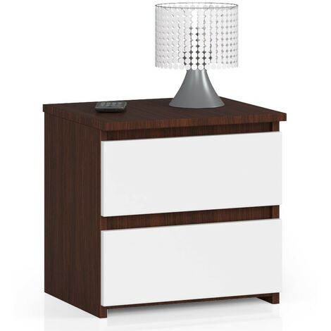 Nachttisch AKORD CL2 in der Farbe Wenge mit 2 Schubladen Front Weiß B40 x H40 x T35 cm (1/5)