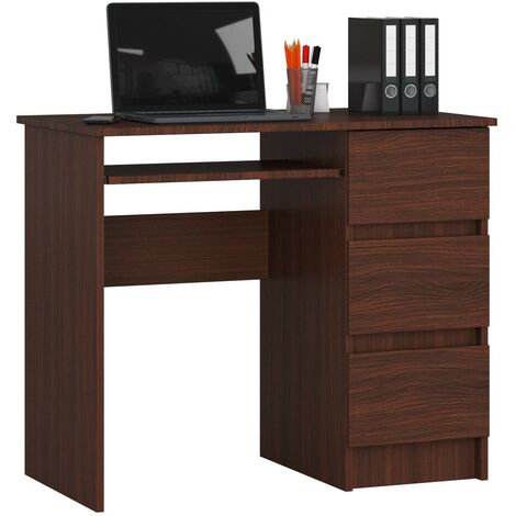 PC-Schreibtisch AKORD A6 rechts in der Farbe Wenge mit 3 Schubladen und 1 Ablagen B90 x H77 x T50 cm