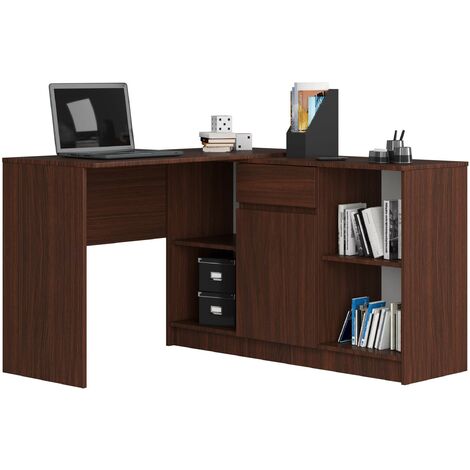 Eck-Schreibtisch AKORD B17 2-in-1 Kombination mit Kommode in der Farbe Wenge Schublade und 6 Ablagen B120 x H79 x T126 cm