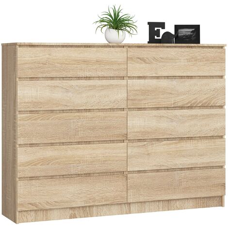 Kommode AKORD K160 Sonoma-Eiche 160 cm 10 Schubladen B160 x H121 x T40 cm