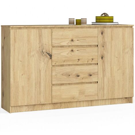 Kommode AKORD K160 Eiche Artisan 160 cm 2 Türen 4 Schubladen 4 Ebenen B160 x H99 x T40 cm