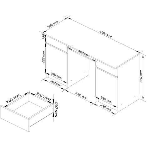 PC-Schreibtisch AKORD A5 in der Farbe Weiß mit 2 Schubladen und 5 Ablagen B135 x H77 x T50 cm