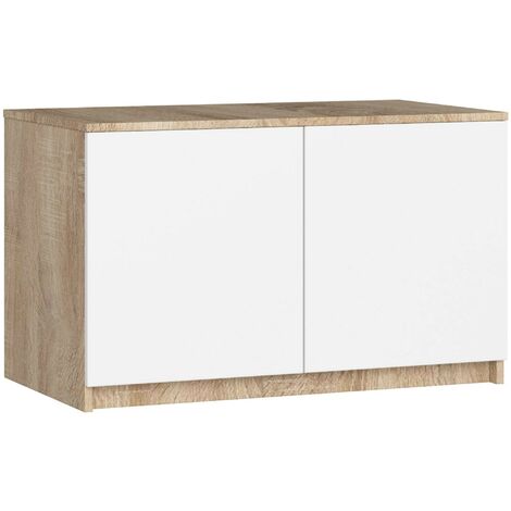 Schrankaufsatz für Kleiderschrank AKORD S90 Sonoma-Eiche 90 cm 2 Türen 2 Ebenen Front Weiß B90 x H55 x T51 cm