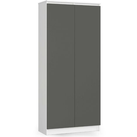 Büroregal AKORD R80 Büroschrank Aktenschrank Weiß 80 cm 2 Türen 8 Ebenen Front Graphitgrau B80 x H180 x T35 cm (1/4)