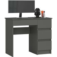 PC-Schreibtisch AKORD A7 rechts in der Farbe Graphitgrau mit 4 Schubladen B90 x H77 x T50 cm