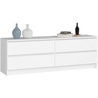 Kommode AKORD K160 Weiß 160 cm 4 Schubladen B160 x H55 x T40 cm