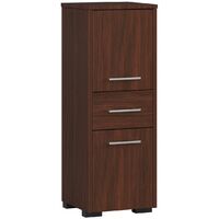 Stehender Badezimmerschrank AKORD FIN Wenge 30 cm 2 Türen Schublade 3 Ebenen B30 x H85 x T30 cm