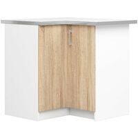 Küchenschrank AKORD LIMA modular S90 Unterschrank für die Ecke der Küche mit Arbeitsplatte Weiß 84 cm 2 Türen 2 Ebenen Front Sonoma-Eiche B84 x H85,5 x T44,5 cm