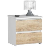 Nachttisch AKORD CL2 in der Farbe Weiß mit 2 Schubladen Front Sonoma-Eiche B40 x H40 x T35 cm