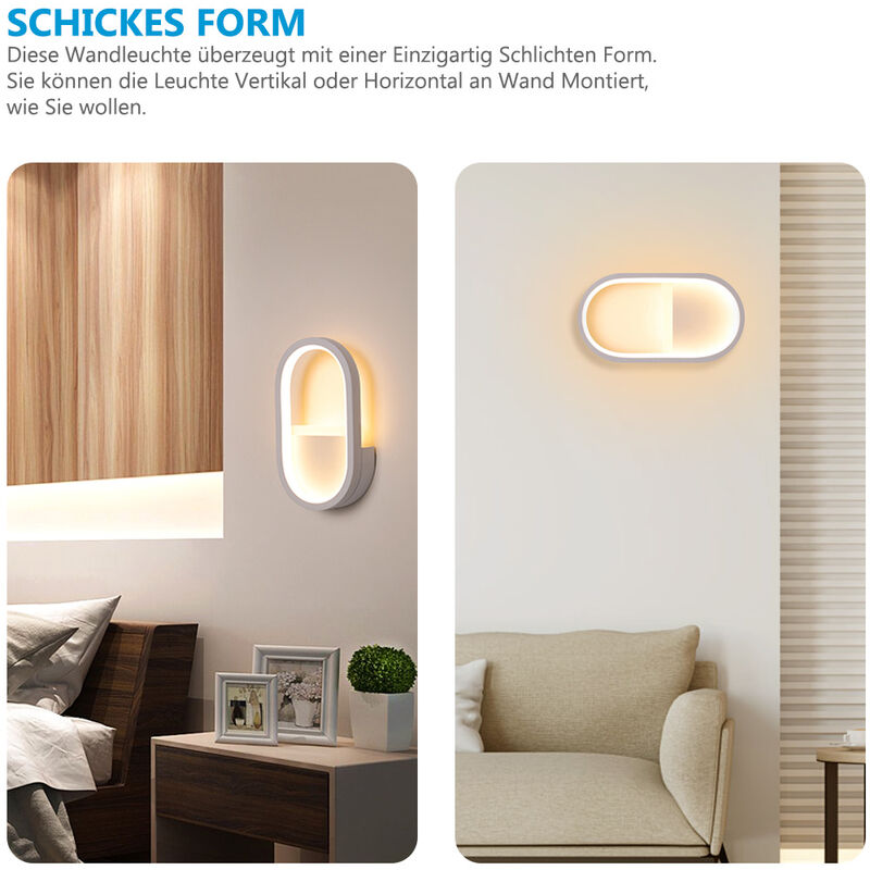 Heilmetz LED-Wandleuchte Innen Modern 15W LED Wandlampe  Kaltweißes/Neutrales/Warmweißes für Wohnzimmer Schlafzimmer Treppenhaus  Flur Weiß