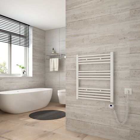 Heilmetz Badheizkörper Elektrisch Handtuchwärmer mit Digitalem Thermostat mit Timer-Funktion Gerade Handtuchtrockner 140x60cm Weiß 661W