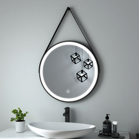 Heilmetz Badspiegel mit Beleuchtung Rund LED Wandspiegel Touch Kühles Weißes Licht Badezimmerspiegel 60cm