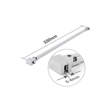 Heilmetz Haltestange Duschwand Stabilisierungsstange, mit Winkel Flexibel 180°Drehbar, Stützstange für Duschtüren -Universell Verwendbar für 6-8mm Glasstärke，Chrome(500mm, 1 Stück)