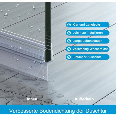 Heilmetz Duschdichtung,80cm Ersatzdichtung Duschtür für Duschtür Glasstärken von 4-6mm, Wasserabweiser Duschtür Dichtung oder Duschkabinen-Dichtung für Duschkabine & Glastüren