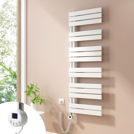 Heilmetz Badheizkörper Elektrisch Heizkörper mit Heizstab, Handtuchtrockner mit Temperaturgeregelte Heizstäbe, 140x50cm Weiß
