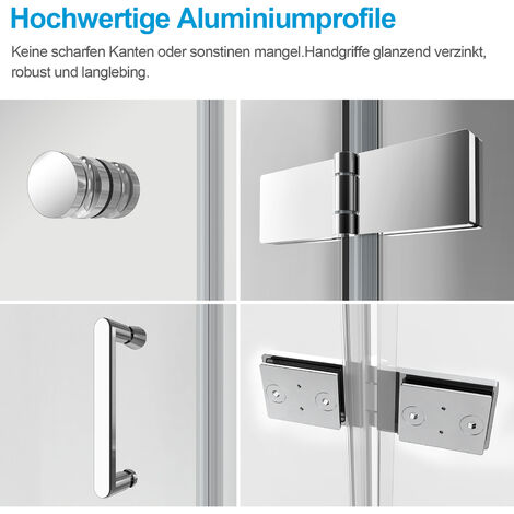 Duschabtrennung 120x195 Cm – Nischentür Mit 6 Mm NANO Sicherheitsglas | Aluminiumrahmen, Links/rechts Montierbar