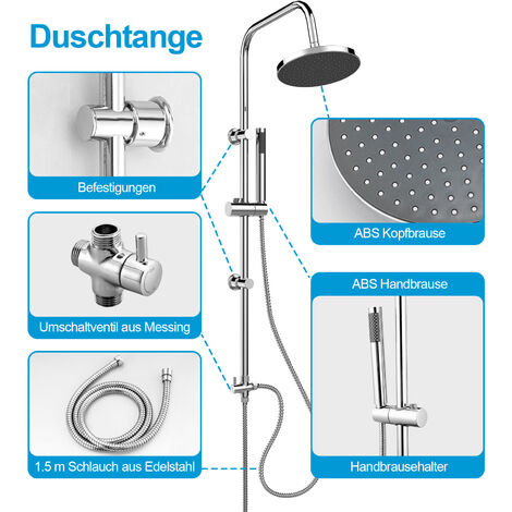Heilmetz Duschsäulen ohne Armaturen Duscharmaturen  Rund Kopfbrause und Handbrause Duschsystem Sets ABS Verchromt
