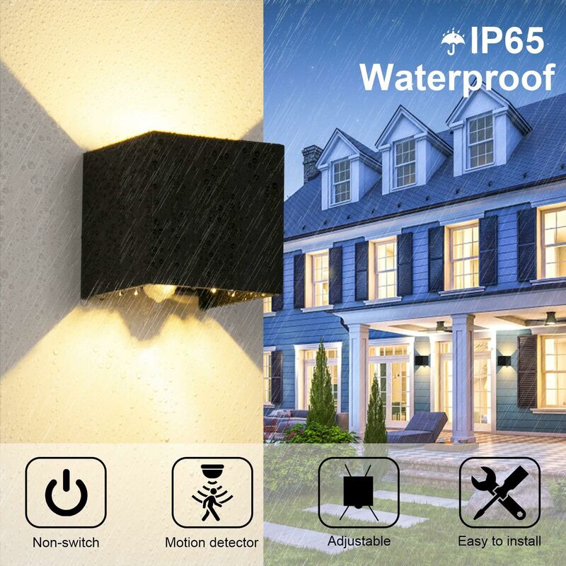 Focos con sensor de movimiento para interiores y exteriores, 12 W 6500k  Foco sensor movimiento impermeable, Focos LED para escalera, pasillo,  porche, garaje, entrada, patio（2 Pack） : : Hogar y Cocina