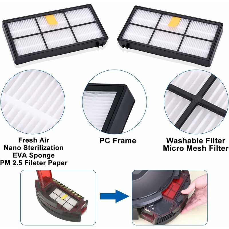 vhbw Set de 3x filtros compatible con iRobot Roomba 866, 876