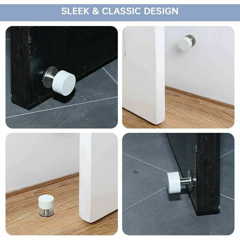 Comprar Tope de puerta silencioso de goma con protección de pared en marco  de acero inoxidable