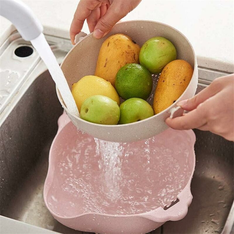 Escurridor de platos para el hogar, cesta de lavado de verduras, cuenco,  colador de plástico para cocina, colador de frutas (color C, tamaño: grande)