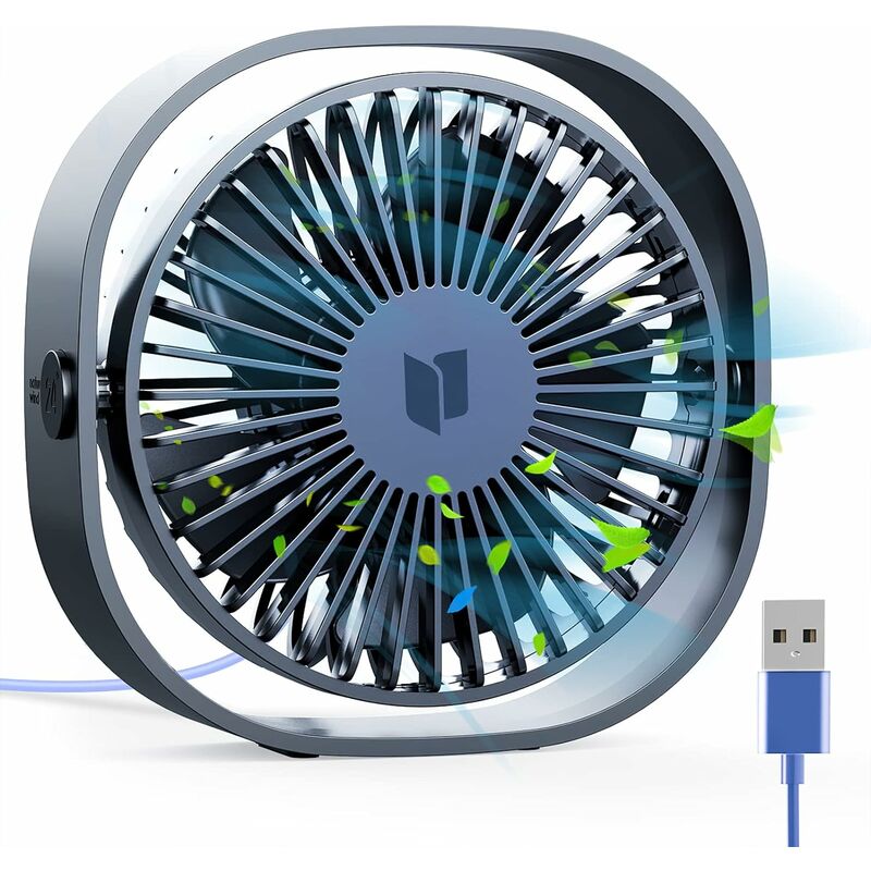 Ventilador De Mesa USB, Mini Ventilador De Escritorio De 12,5 Cm Con Cable  De 1,2 Metros, Portátil Y Personal Para El Hogar Y La Oficina Silencioso Y  Potente,Azul Oscuro