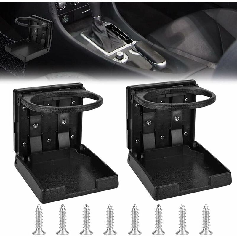 READCLY-2 Piezas Portabotellas Plegable Portabotellas de Coche con Tornillos Portabotellas Portabotellas de Barco Portabotellas de Plástico Portabotellas de Coche con Hebilla Portabebidas Negro para Portabotellas de Auto Barco Portabotellas