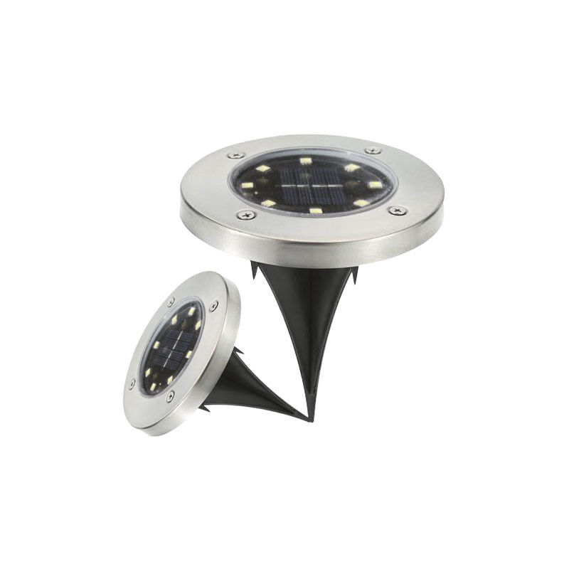 READCLY-2 piezas de luz solar para jardín al aire libre, 8 luces LED blancas empotradas en el suelo, luz enterrada solar impermeable IP65 para paisajes, caminos, caminos, escaleras, camas de flores