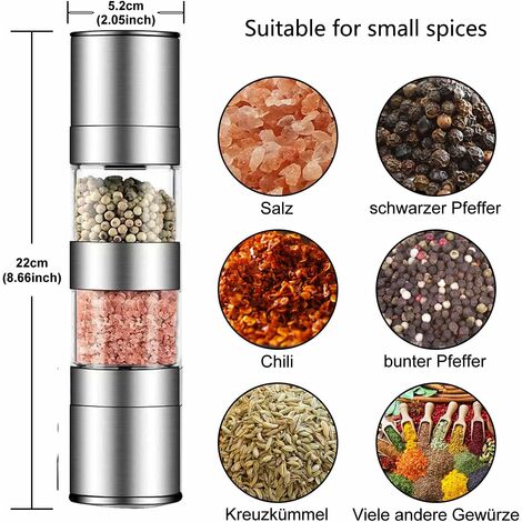 Molinillo De Pimienta Y Sal 2 En 1 Triturador De Acero Inoxidable