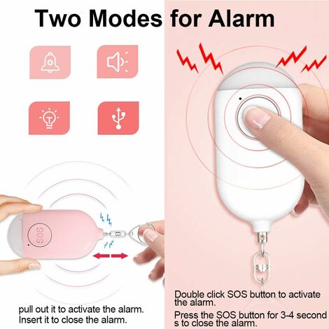 Alarma personal, 5 piezas 140DB Alarma de emergencia con llave de puerta  con antorcha Alarma antirrobo