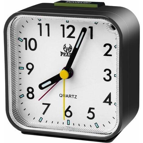 Reloj despertador analógico, sin tictac, funciona con pilas