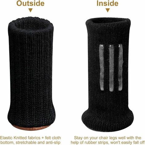 Protectores de silicona para patas de sillas en color nogal oscuro con  almohadillas de fieltro - 16 unidades de tapas para patas de sillas. Se  adapta