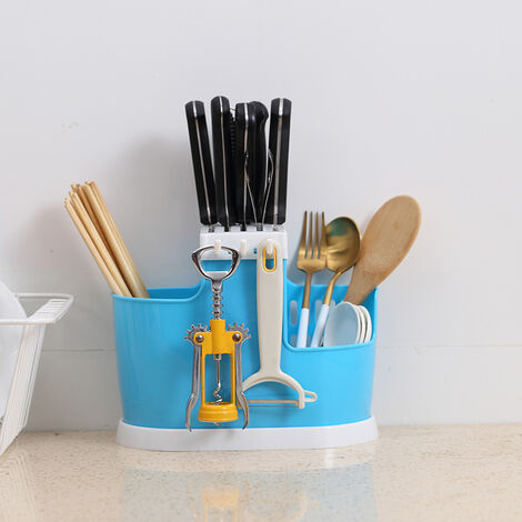 Estante para platos de cocina, estante de drenaje de cocina, estante de  almacenamiento de vajilla con utensilios y soporte para tabla de cortar