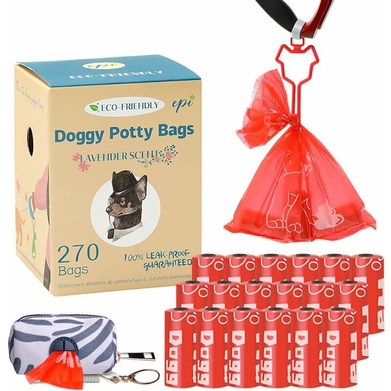 180 Pet Waste Bags Dog Bulk Poop on Roll Clean Up Bag Refills Color Rainbow with
