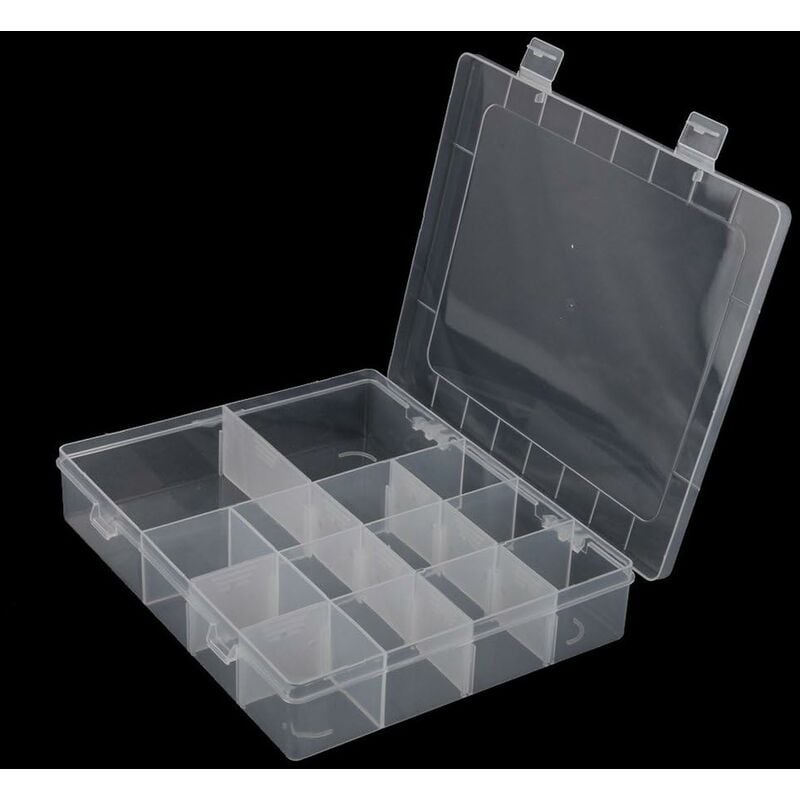 10-grid Plastic Adjustable Jewelry Organizer Box Storage Container Case  With Removable Dividers (transparent)