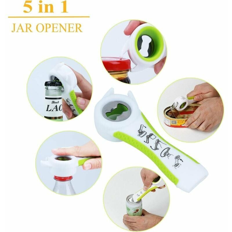 Jar Opener,Manual Can Opener,Bottle Opener Can Openers for Seniors with  Arthritis,Weak Hands, 5-in-1 Multi Kitchen Tools Set for Children, Women  and
