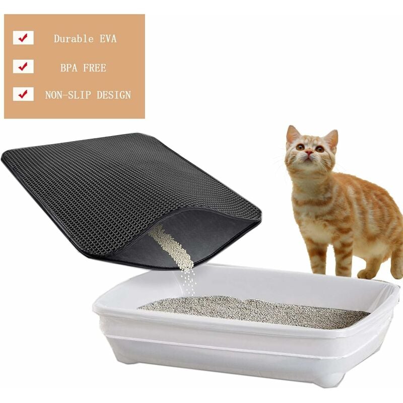 Conlun Cat Litter Mat Litter Box Mat Cat Litter Trapping Mat, Kitty Litter  Mat With Honeycomb Double Layer Design, Urine and Water Proof Material,  Scatter Control, Less Waste,Easy to Clean,Washable 23 X