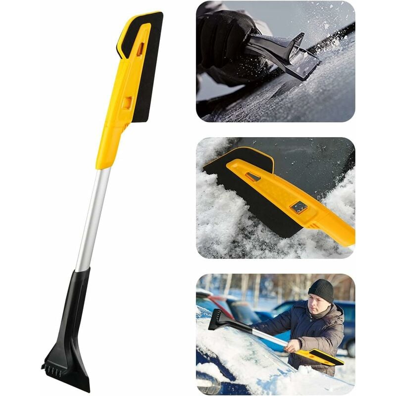 2 Pack Ice Scraper, Car Windshield Snow Wiper, Window Defrost Brush Tool  With Foam Handle