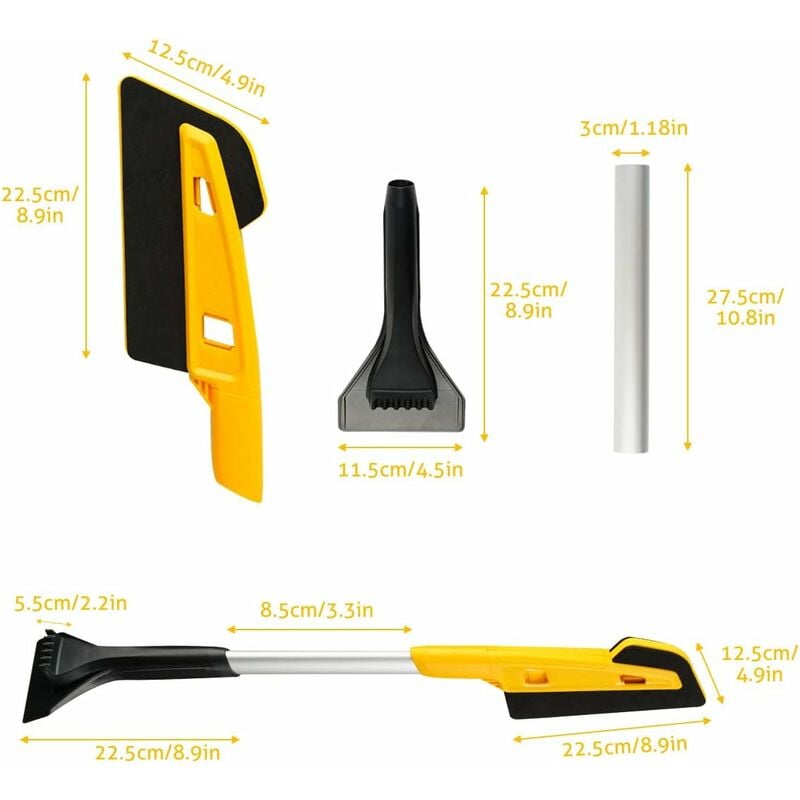 2in1 Windshield Sponge Snow Brush + Ice Scraper, Windshield Frost Ice  Remover Tool for Car Truck SUV, with Storage Bag