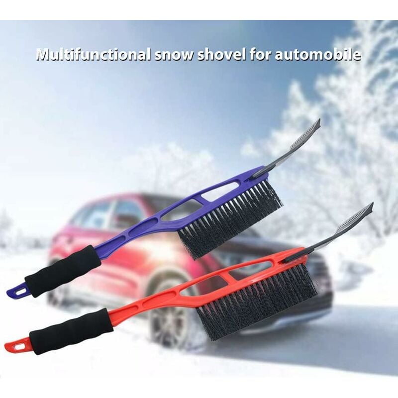 Car Scraper,car Essentials,frost Snow Plow Parking Disc,windshield Ice  Scraper,windshield Scraper,soft Cowhide Leather And Long Pvc Handle Blue